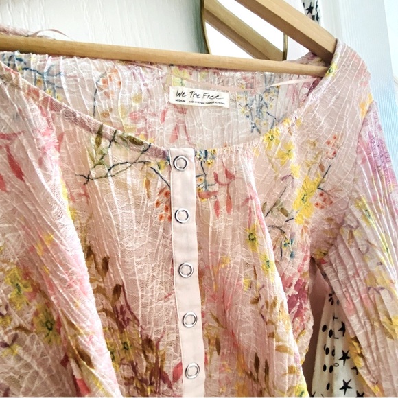 (2 for $30) Free people Flower sheer pink blouse - Picture 2 of 4